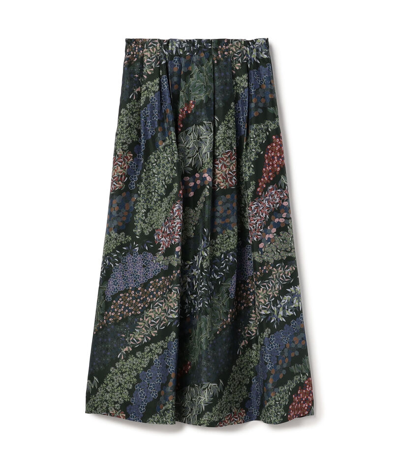 FLOWER RIVERプリント タックロングスカート