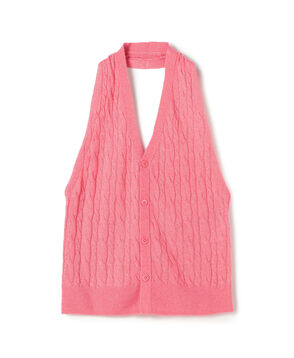 カシミヤシルク ケーブルニットホルターネックベスト