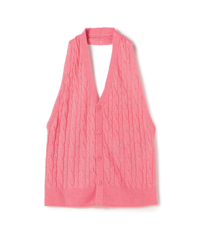 カシミヤシルク ケーブルニットホルターネックベスト