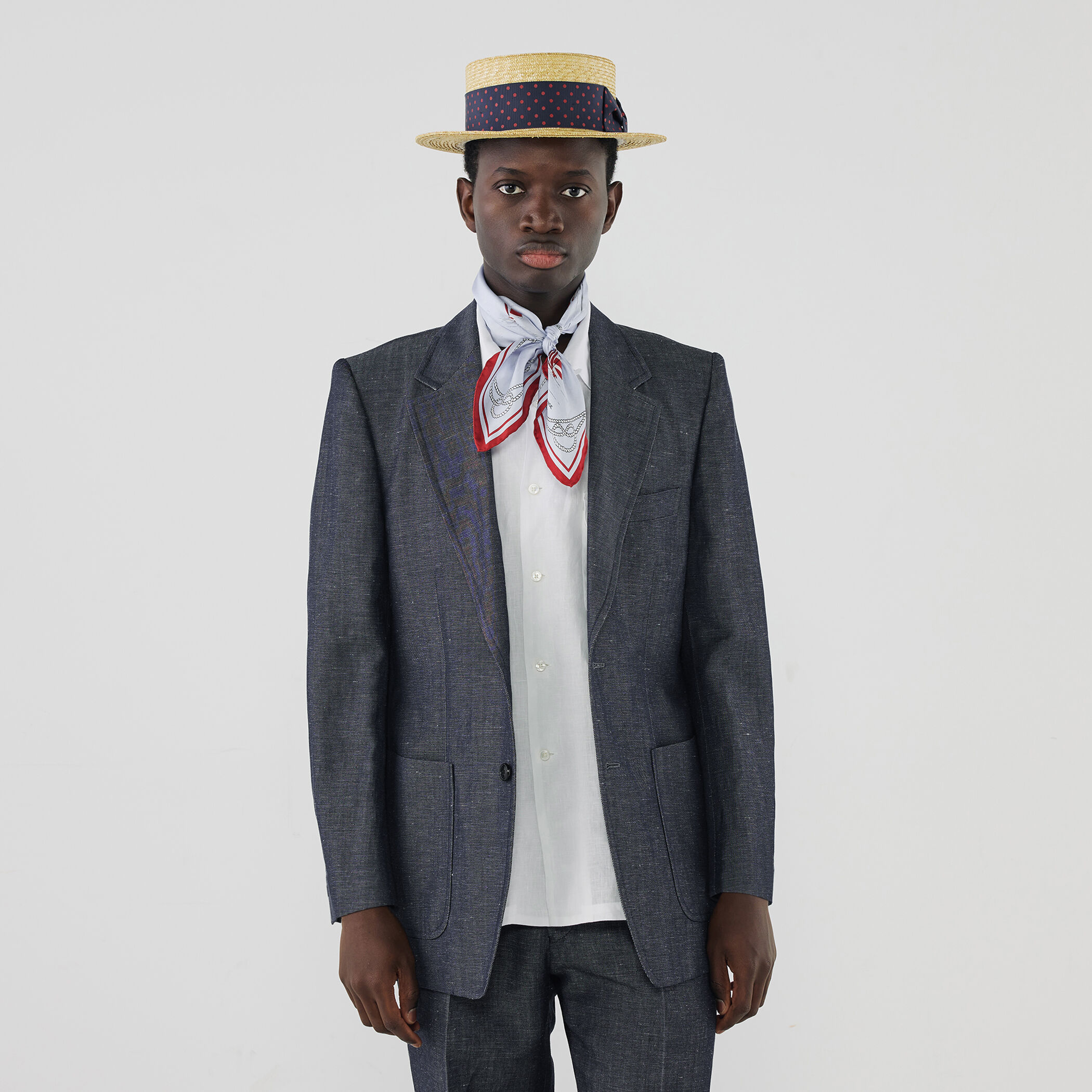 MAISON et VOYAGE シルクツイル ヨットモチーフ スカーフ