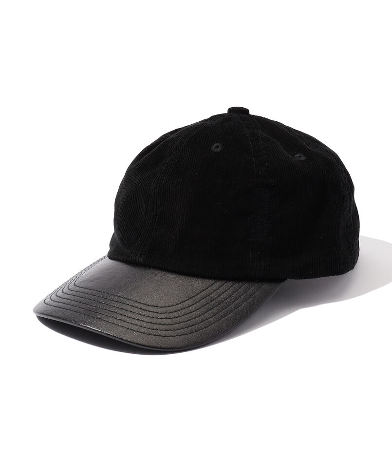 KIJIMA TAKAYUKI CORDUROY & FAUX LEATHER 6PANEL CAP