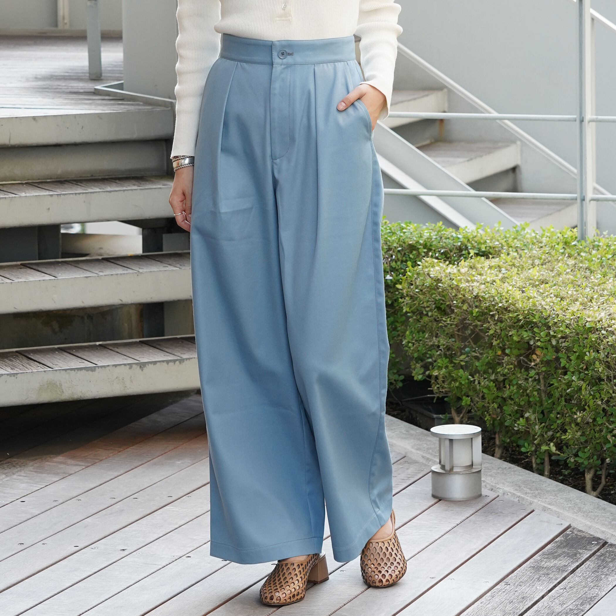 新品未使用　トゥモローランド MACPHEE セミワイドパンツ ポリエステルコットンカルゼ セミワイドパンツ