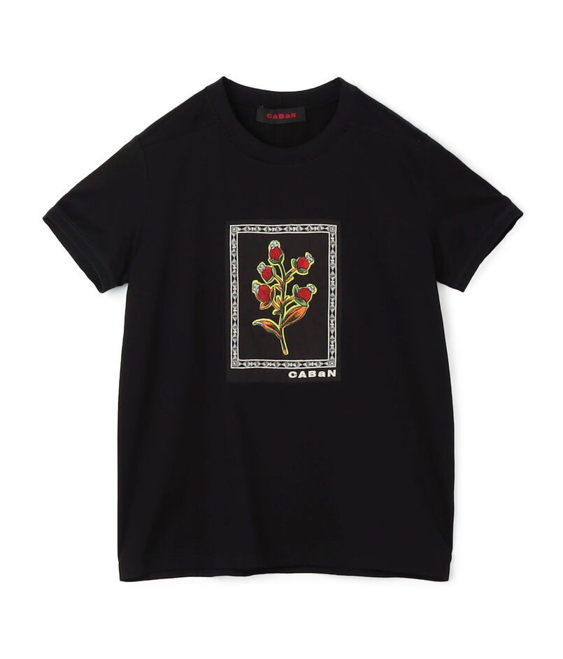 CABaN スビンコットン ビンテージフラワーエンブロイダリーTシャツ