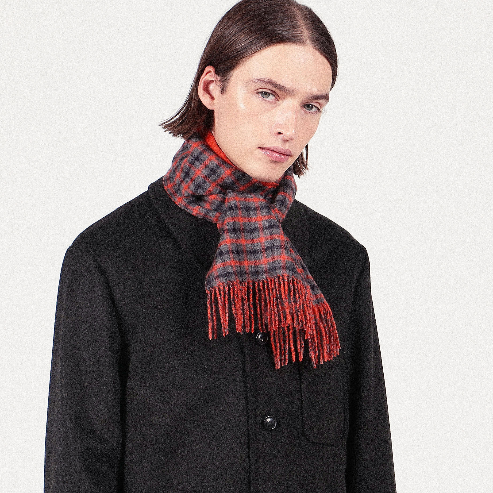 □TOMORROWLAND カシミヤダブルフェイス チェック マフラー