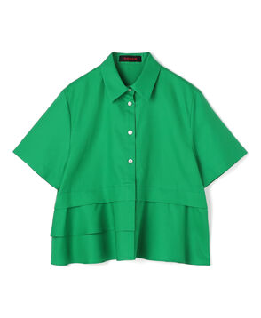 タイプライターダブルクロス アシンメトリックフリルシャツ