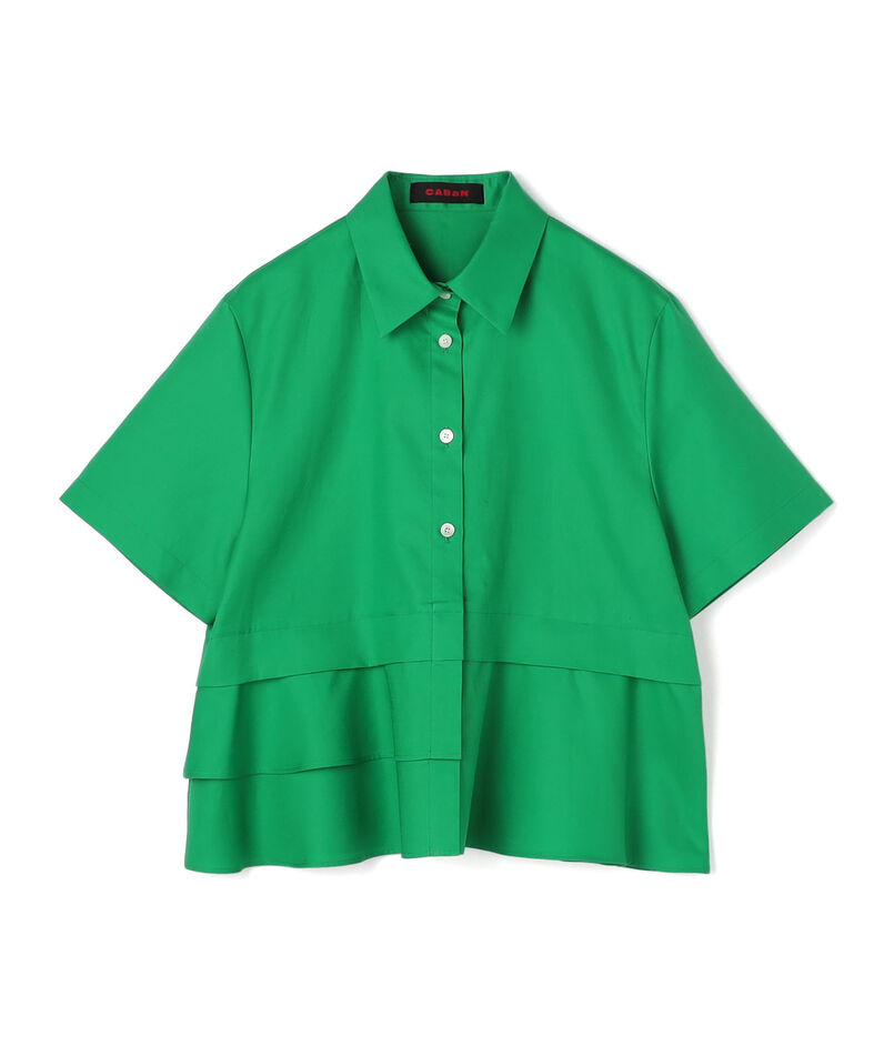 タイプライターダブルクロス アシンメトリックフリルシャツ