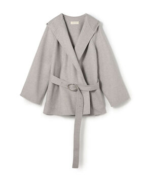 ダブルフェイスメルトンビーバー フーディーミディコート