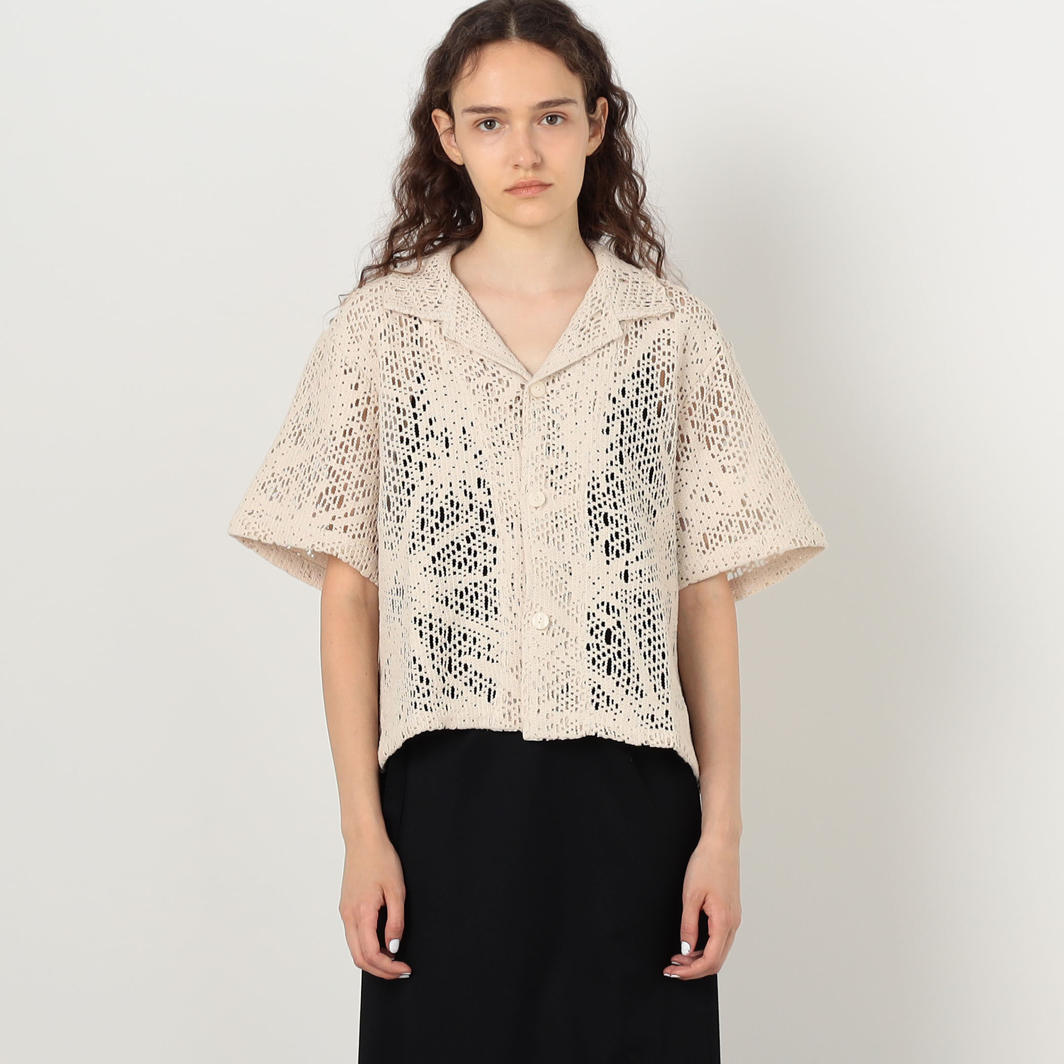 未使用品 OAS/オーエーエス CROCHET SHIRT 別注】OAS×Edition Crochet shirt クロシェ キューバシャツ