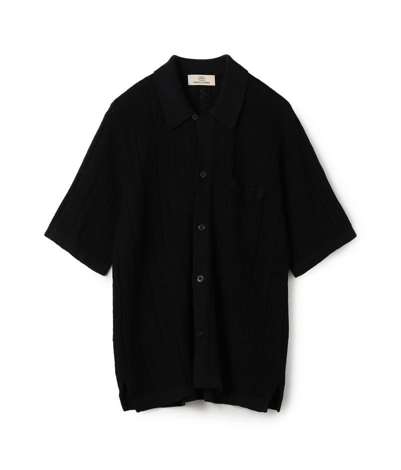 リネンコットンメッシュ ニットシャツ