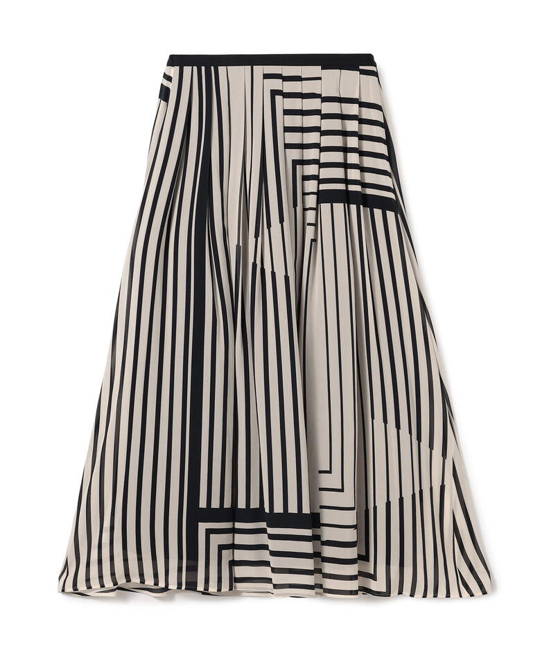ストライプシルクストレッチ イージータックスカート