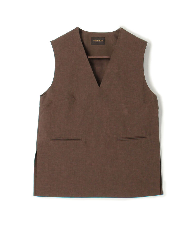 エクストラファインポリエステルトロピカル Vネックトップス