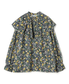 ラメカットジャカード ワイドカラーブラウス