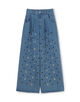 ボタニカルエンブロイダリーデニム タックワイドパンツ