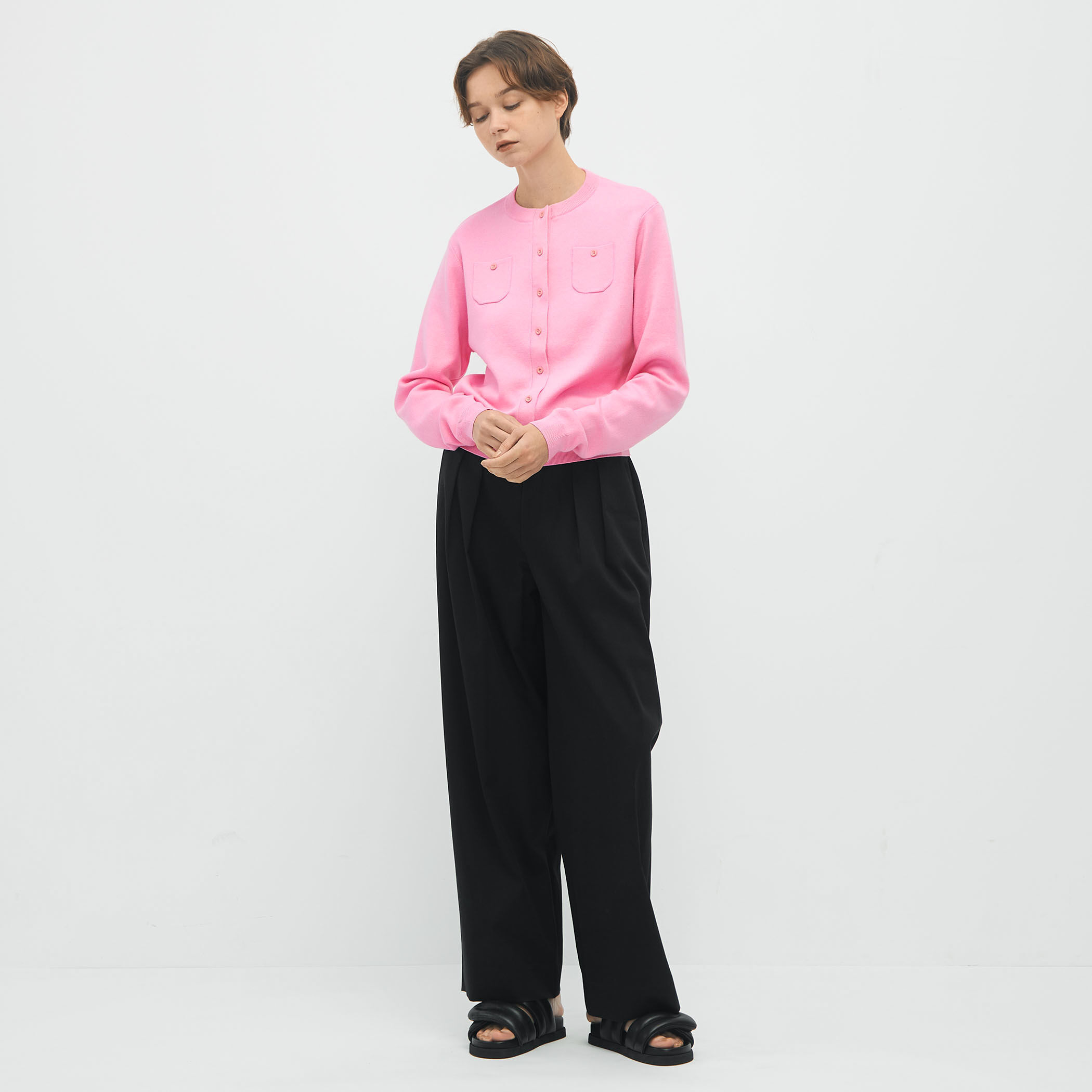 CABaN コットンカシミヤ クルーネックカーディガン | CABaN