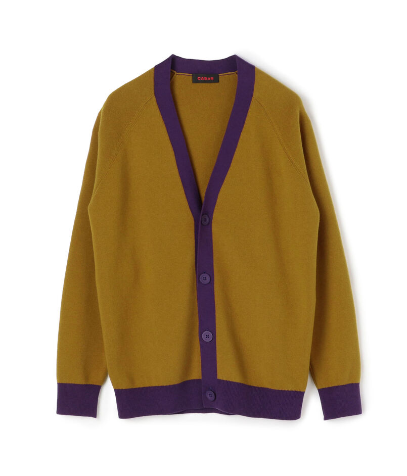 CABaN コットンカシミヤ バイカラーVネックカーディガン  