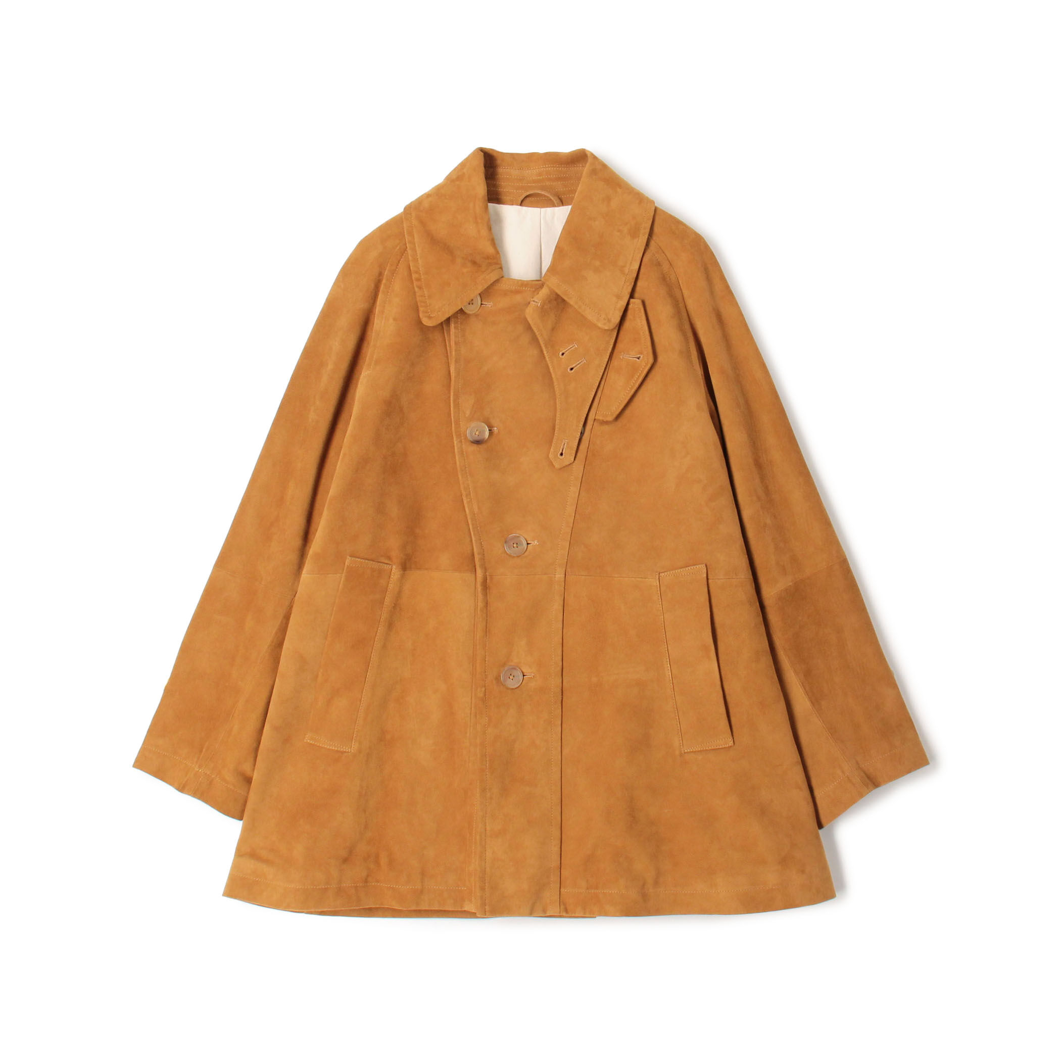 ゴートスウェード シングルブレステッド ハーフコート