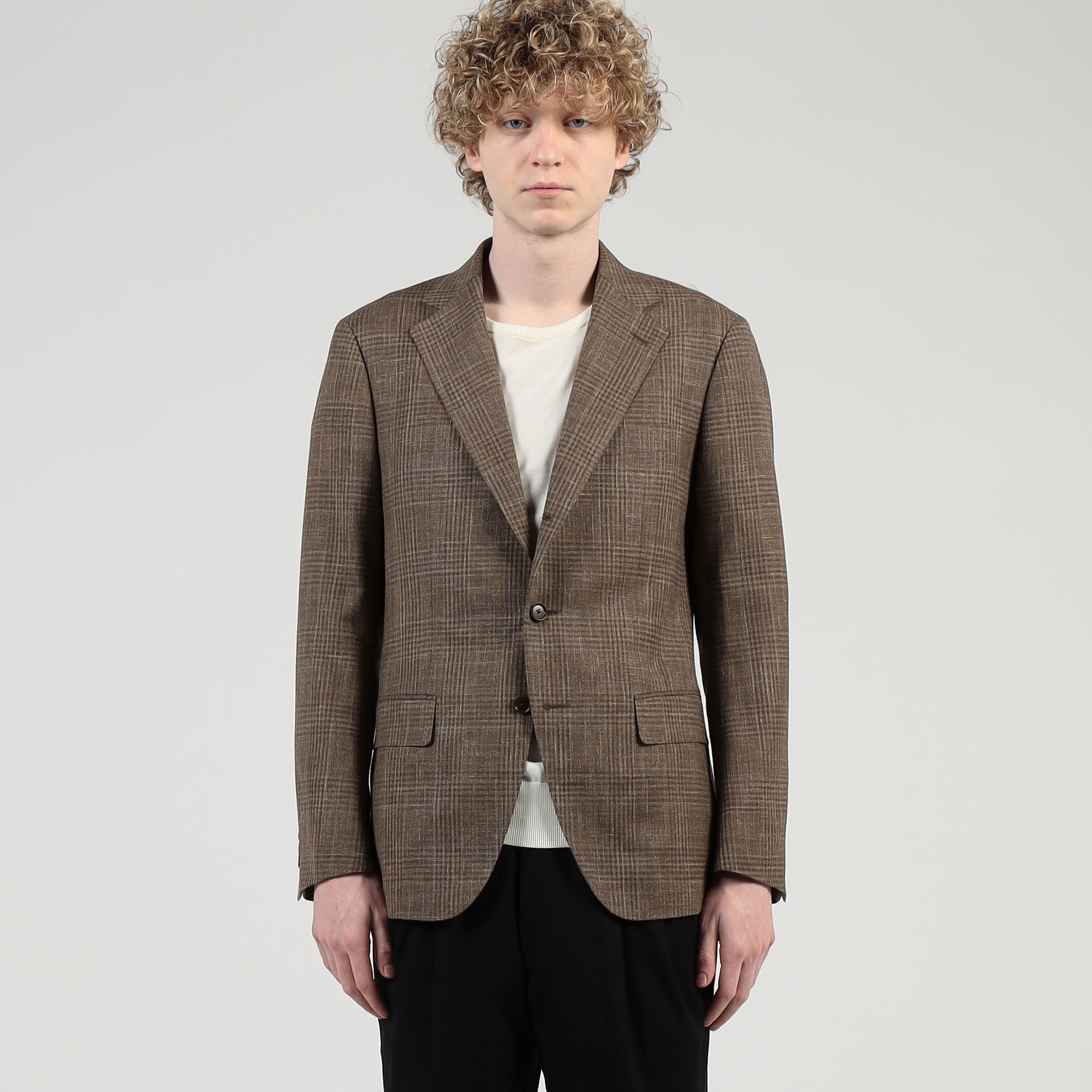 VINTAGE / 【denman alford】ステッチド3Bジャケット  SIZE:L程度 ウールシルクリネン シングルブレステッド3Bジャケット