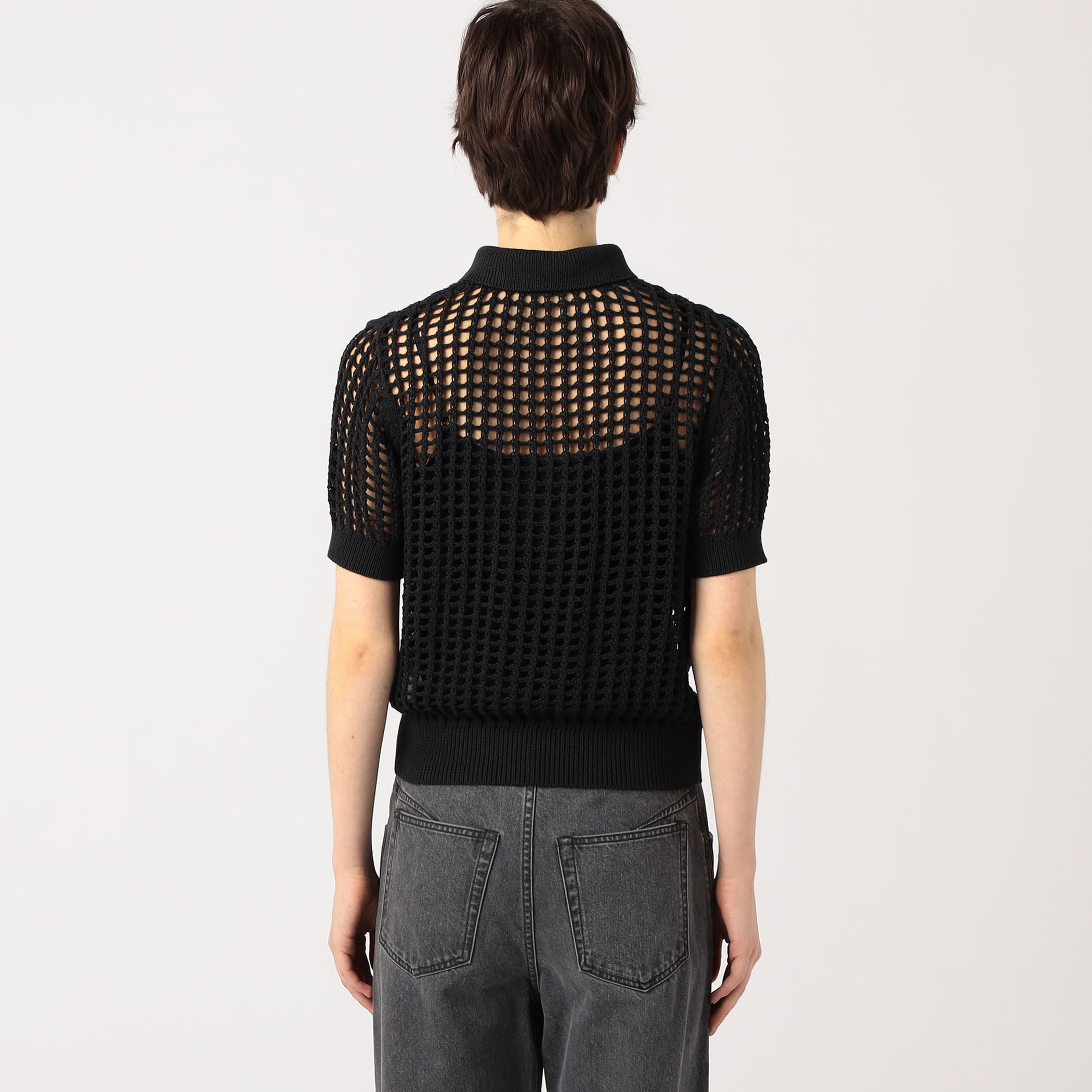 HYKE ハイク 2025SS コットン ロゴボタン プリーツ ニット ブラック HYKE ハイク 2025SS コットン ロゴボタン プリーツ ニット