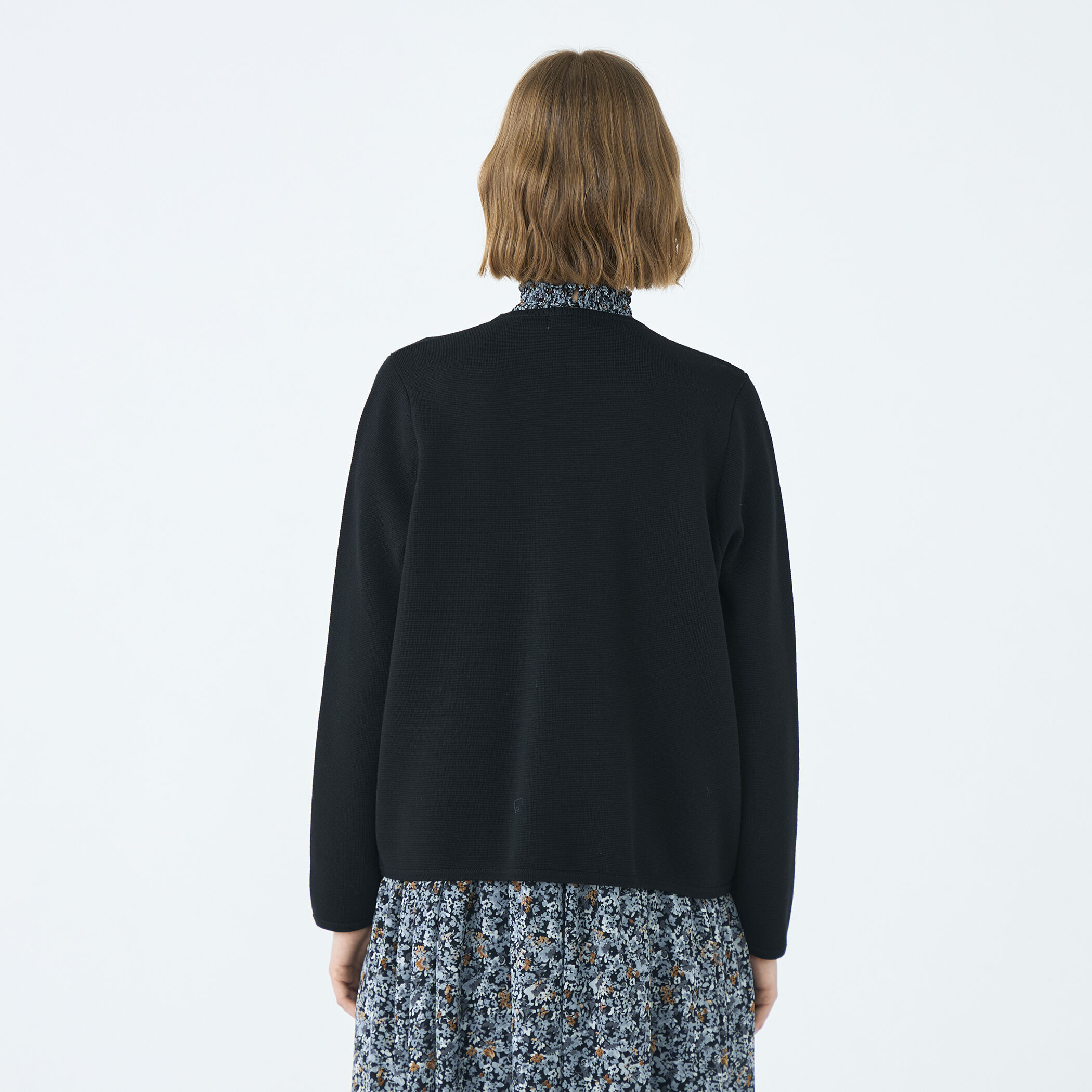 ウールポリエステルミラノリブ 4ポケットカーディガン