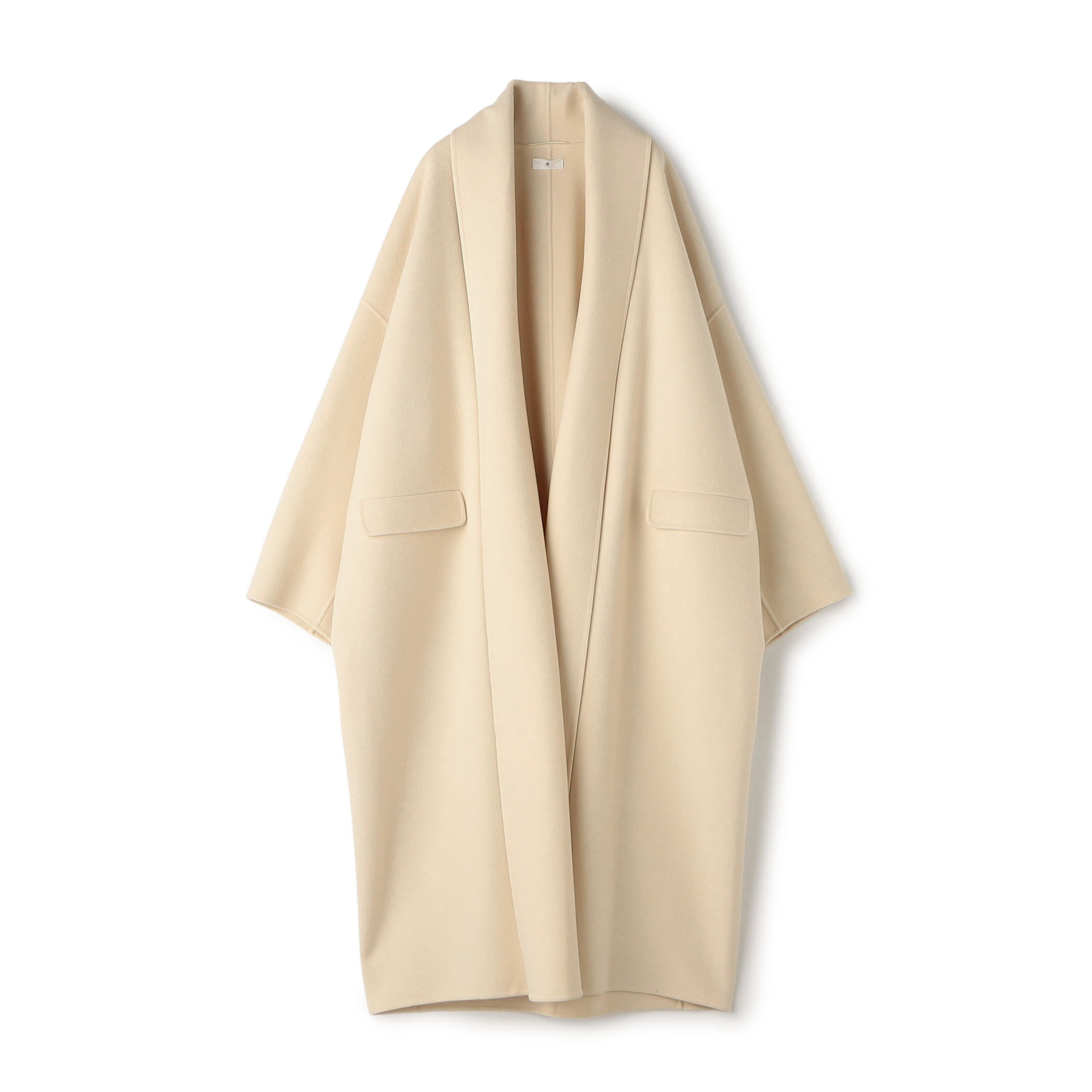 【美品】ドゥロワー　ウールケヌキロングジレ　グレージュ　コート　ダブルフェイス Drawer - 【美品】ドゥロワー ウールケヌキロングジレ