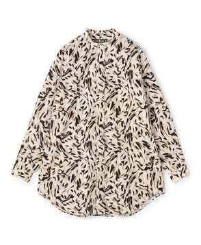 HAVERSACK ATTIRE コットン総柄 スタンドカラーロングスリーブシャツ