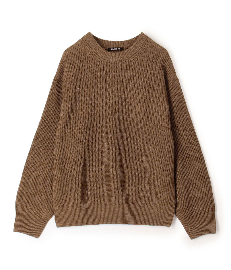 リネンフィッシャーマンズリブ クルーネックプルオーバー