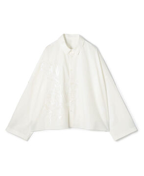 コットンポプリンエンブロイダリー ワイドバランスシャツ