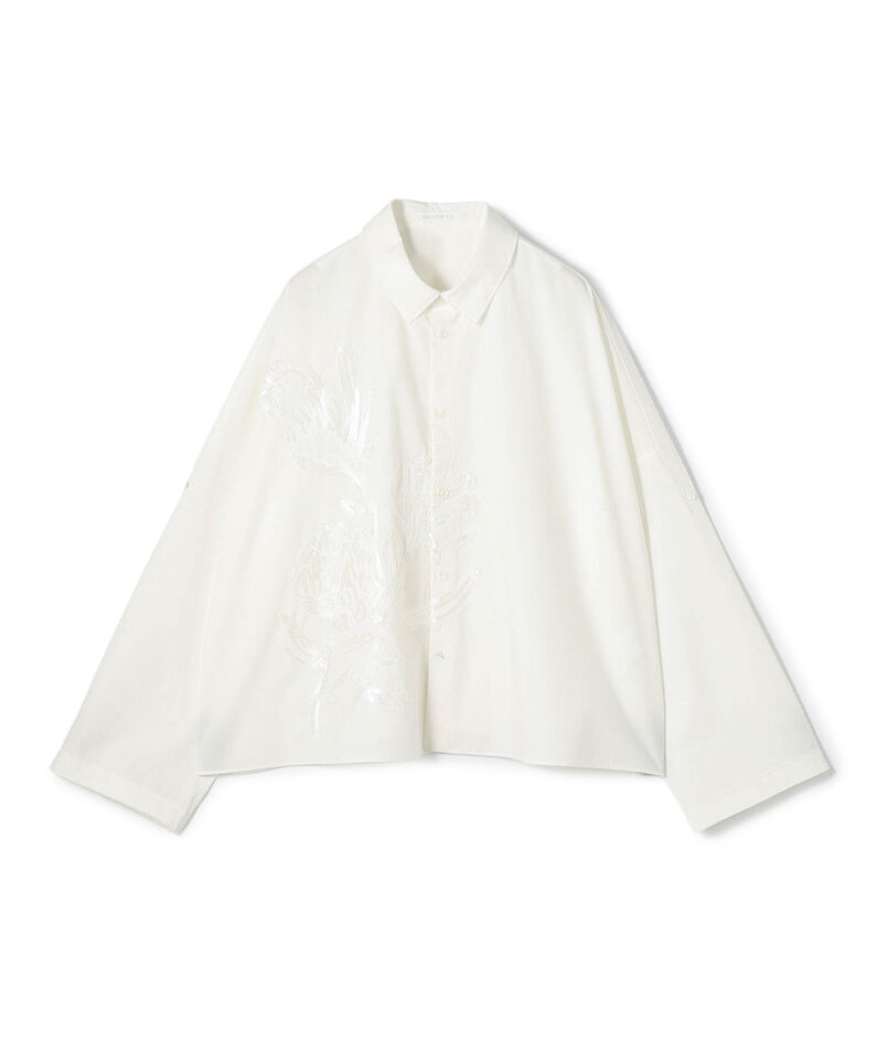 コットンポプリンエンブロイダリー ワイドバランスシャツ