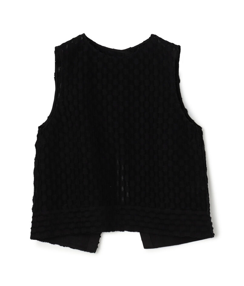 グリッドカットジャカード ノースリーブブラウス