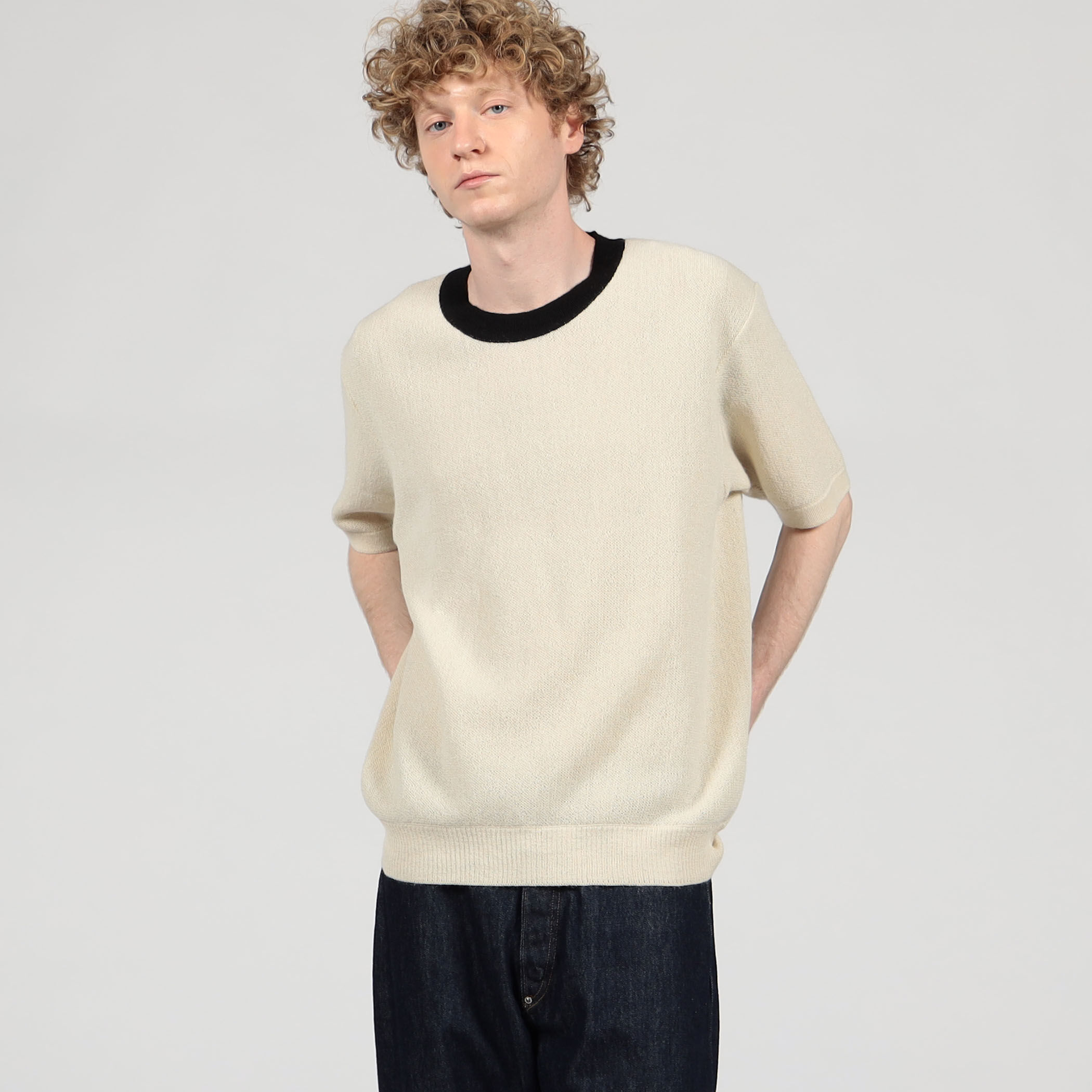 別注】Raffa Molina パイピング クルーネック ハーフスリーブニット