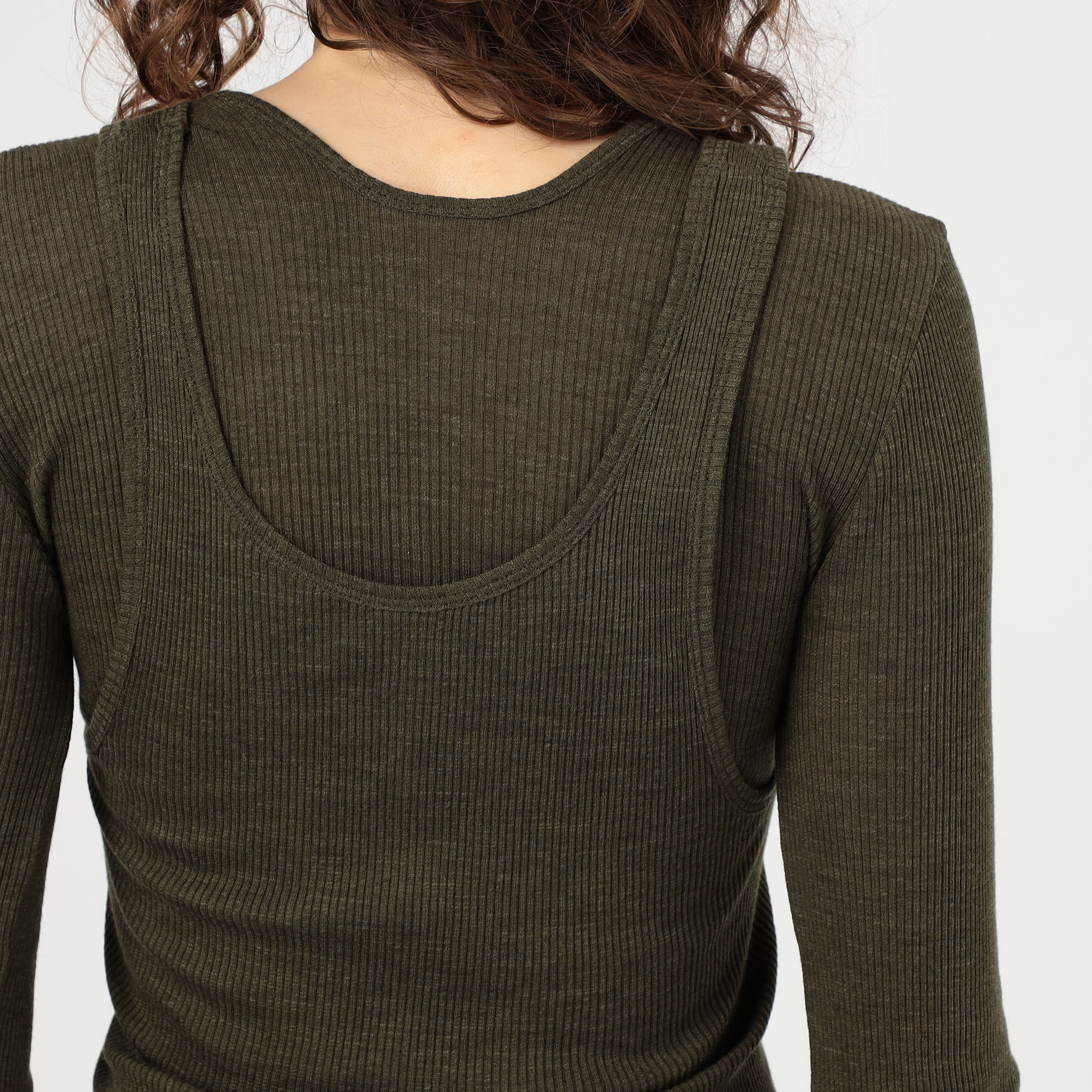 HAKUJI ウールリブ レイヤードクルーネックプルオーバー