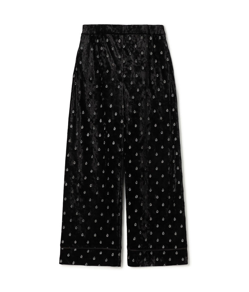 ベロアエンブロイダリー ナローストレートパンツ ベロアエンブロイダリー ナローストレートパンツ