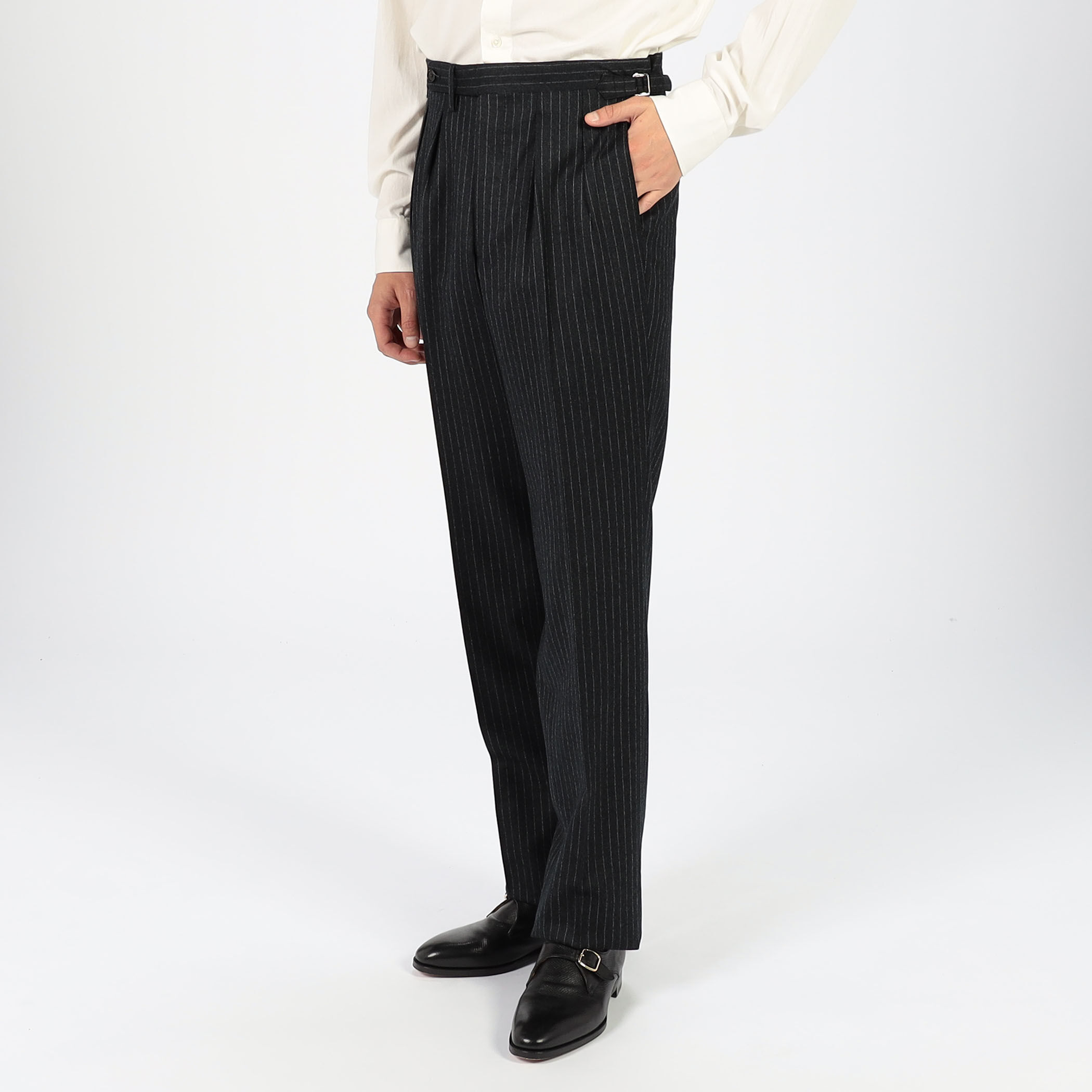 ウールフランネル サイドアジャスター 2Pスラックス V.B.CANONICO