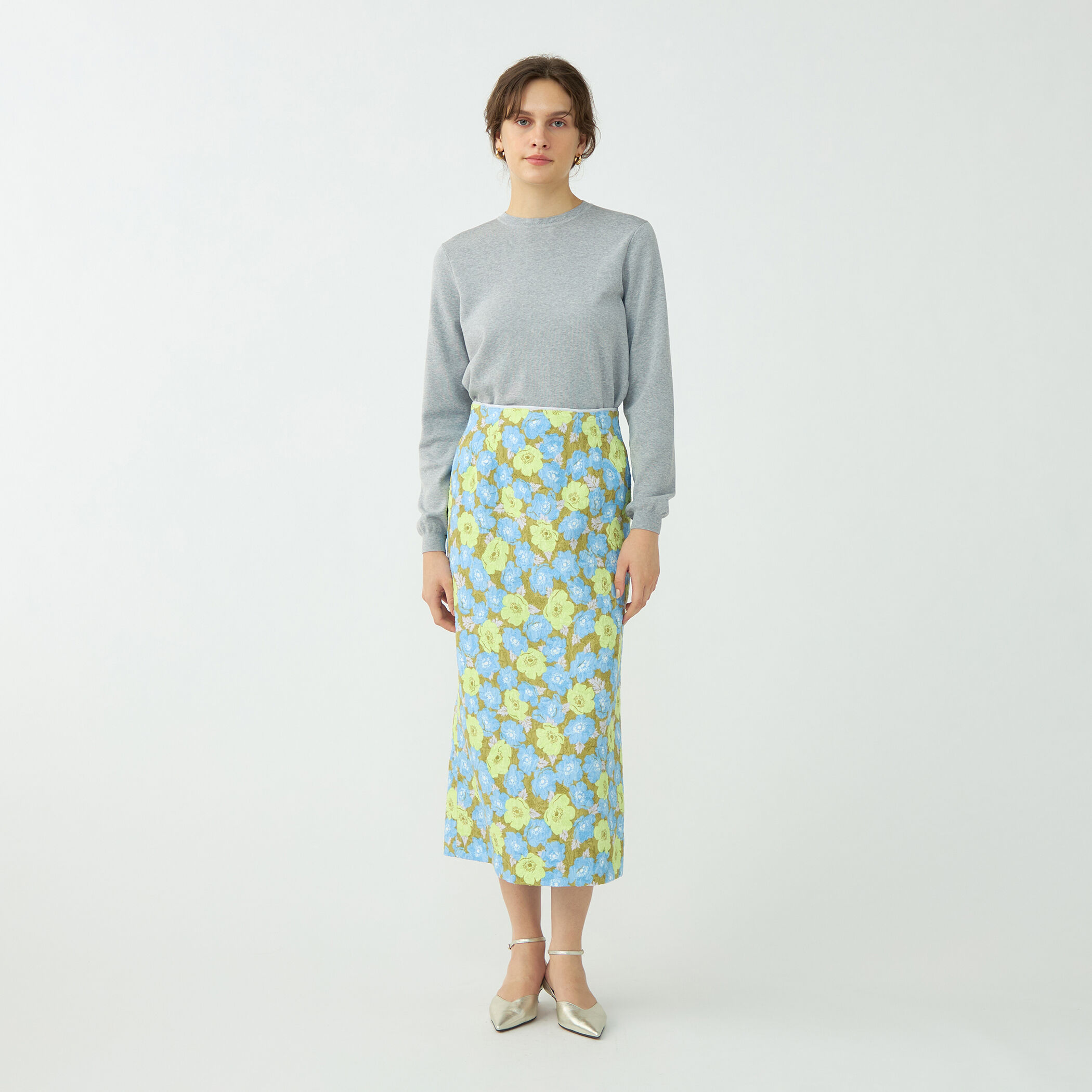 ポピープリントジャカード ペンシルタイトスカート｜トゥモローランド