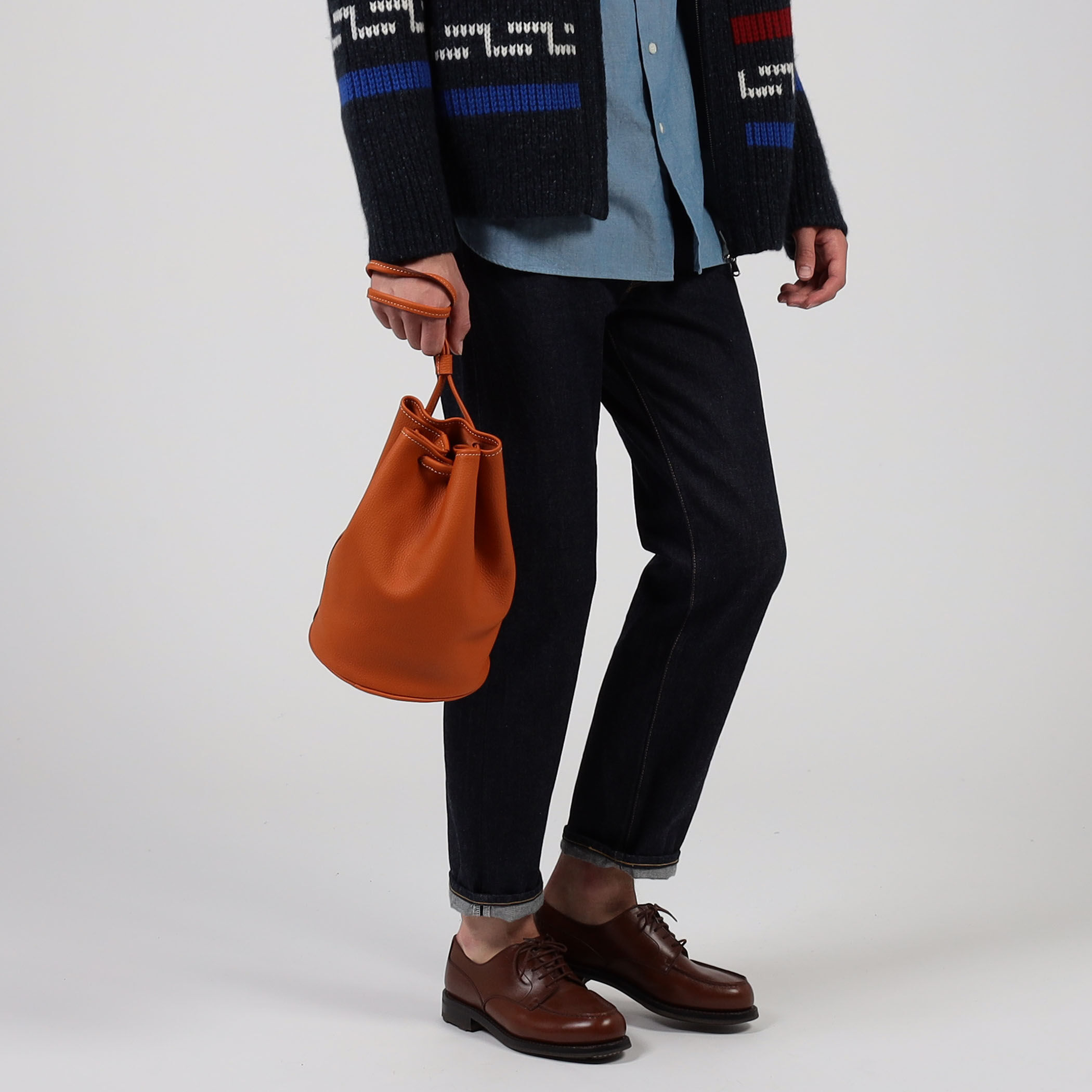 別注】Charles et Charlus シュリンクレザー 巾着バッグ 別注】Charles et Charlus シュリンクレザー 巾着バッグ