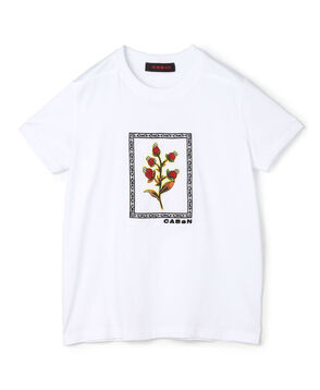 CABaN スビンコットン ビンテージフラワーエンブロイダリーTシャツ