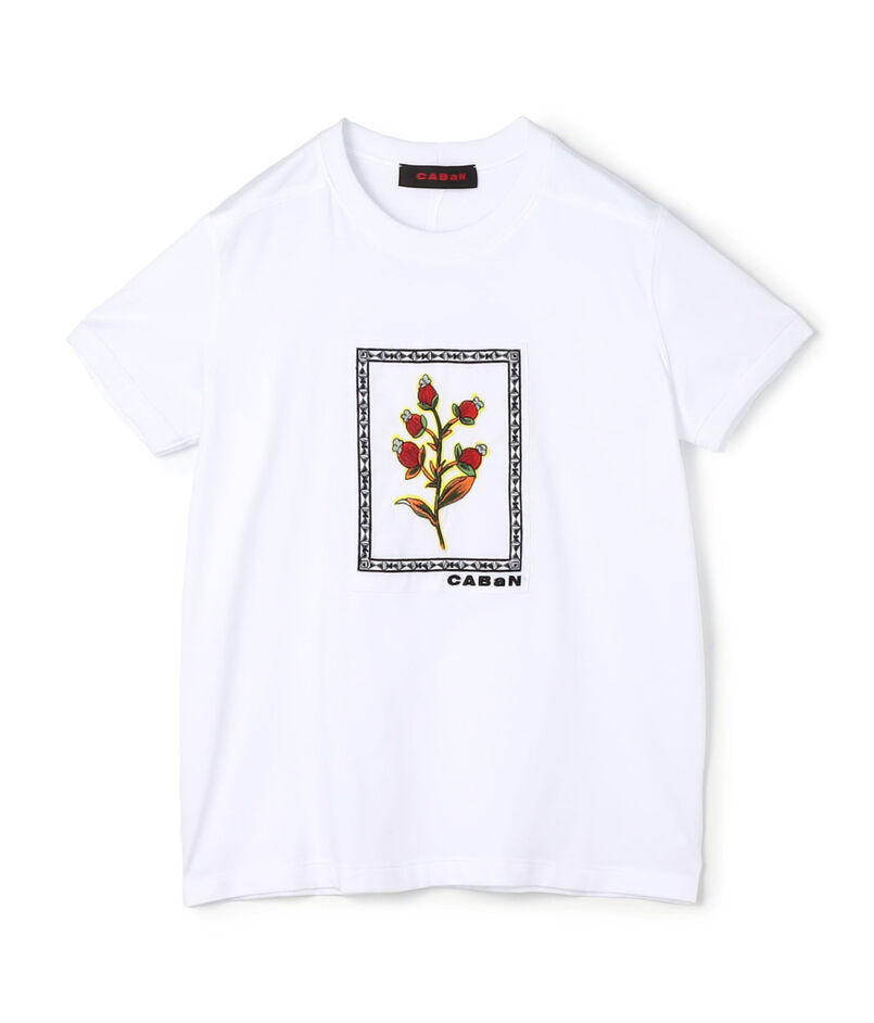 CABaN スビンコットン ビンテージフラワーエンブロイダリーTシャツ