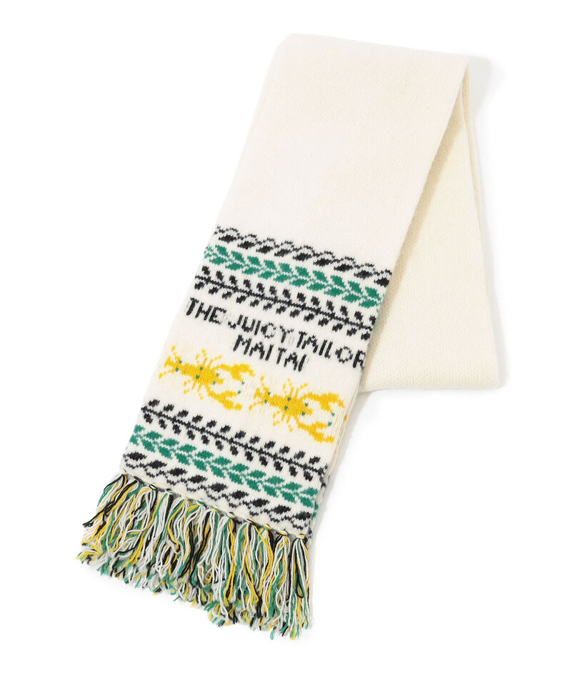 Mai Tai ラムズウール ダブルジャガード フリンジマフラー