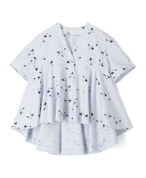 【WEB先行予約】トライアングルクロスプリント フレアテールブラウス