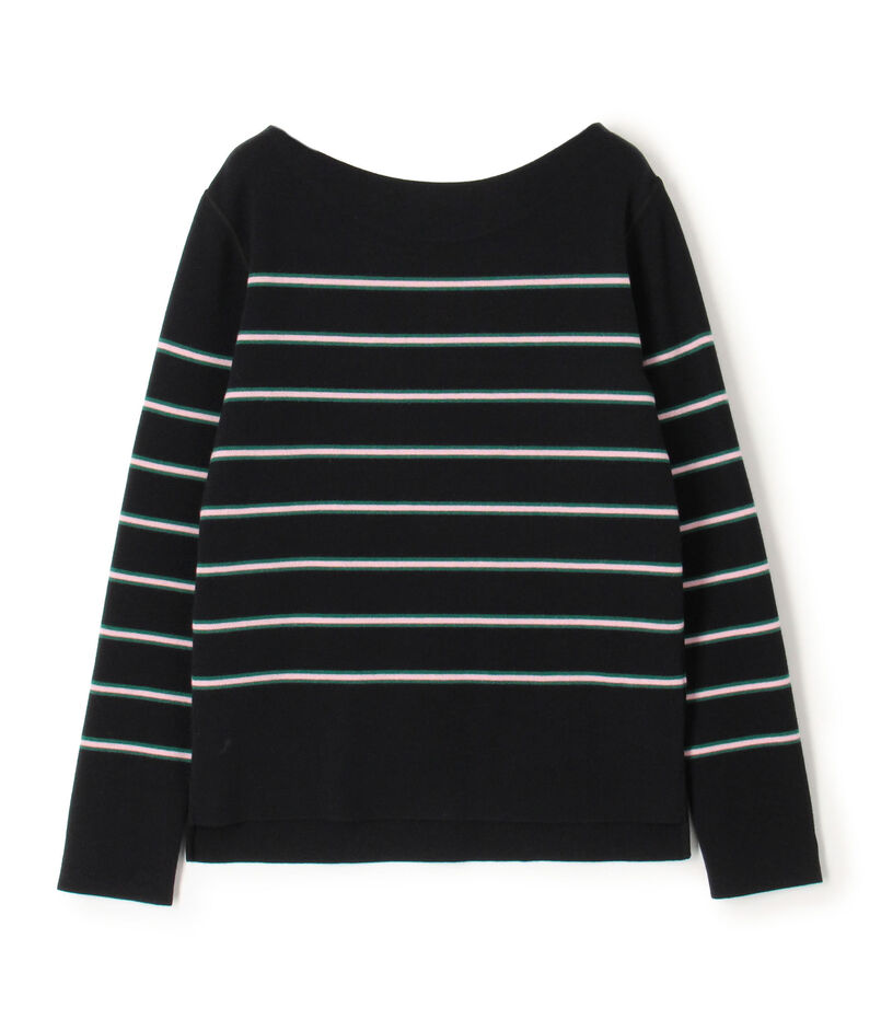 ウールナイロンボーダー ボートネックプルオーバー