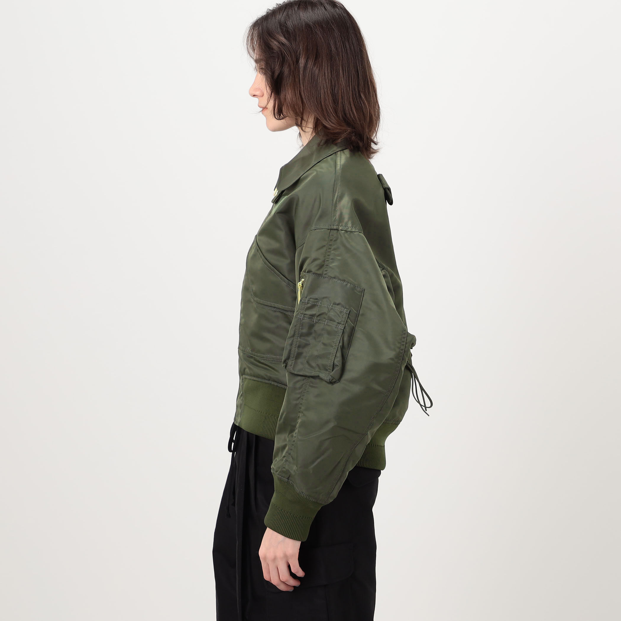 Mame Kurogouchi Nylon Twill 3D Embroidery Flight Jacket フライト