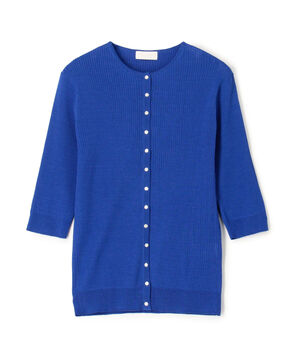 ■マーセライズドコットンリブ クルーネックカーディガン