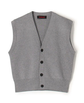 コットンカシミヤ Vネックドロップショルダーベスト