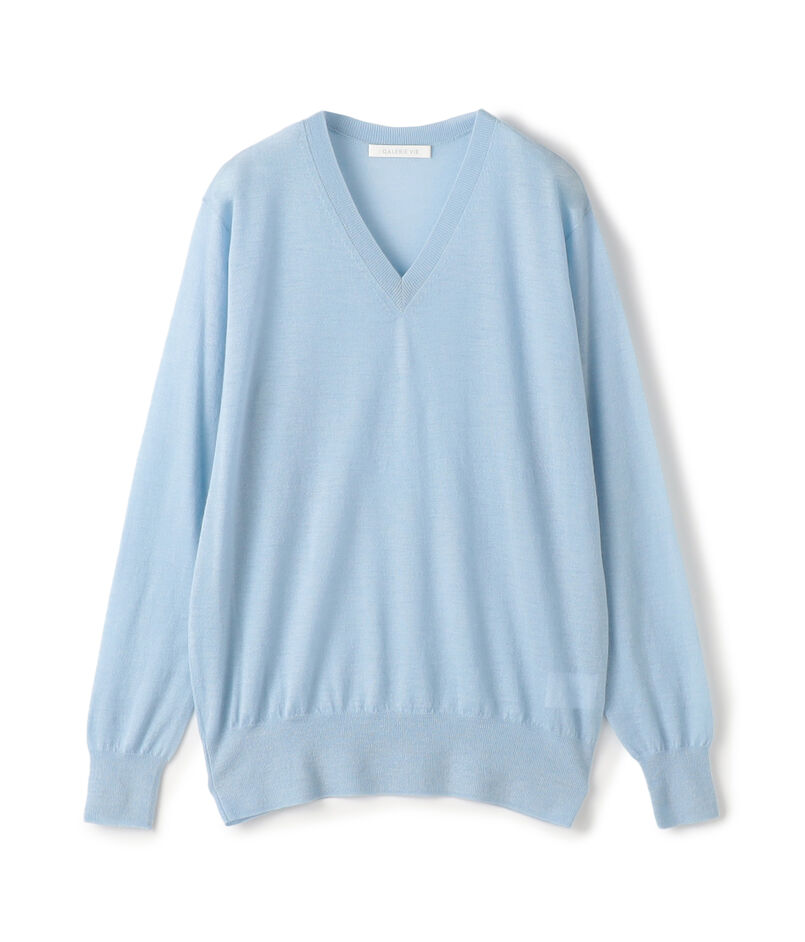 ウーステッドカシミヤ Vネックプルオーバー