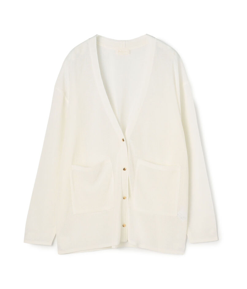 ダブルカバーコットンナイロン Vネックカーディガン