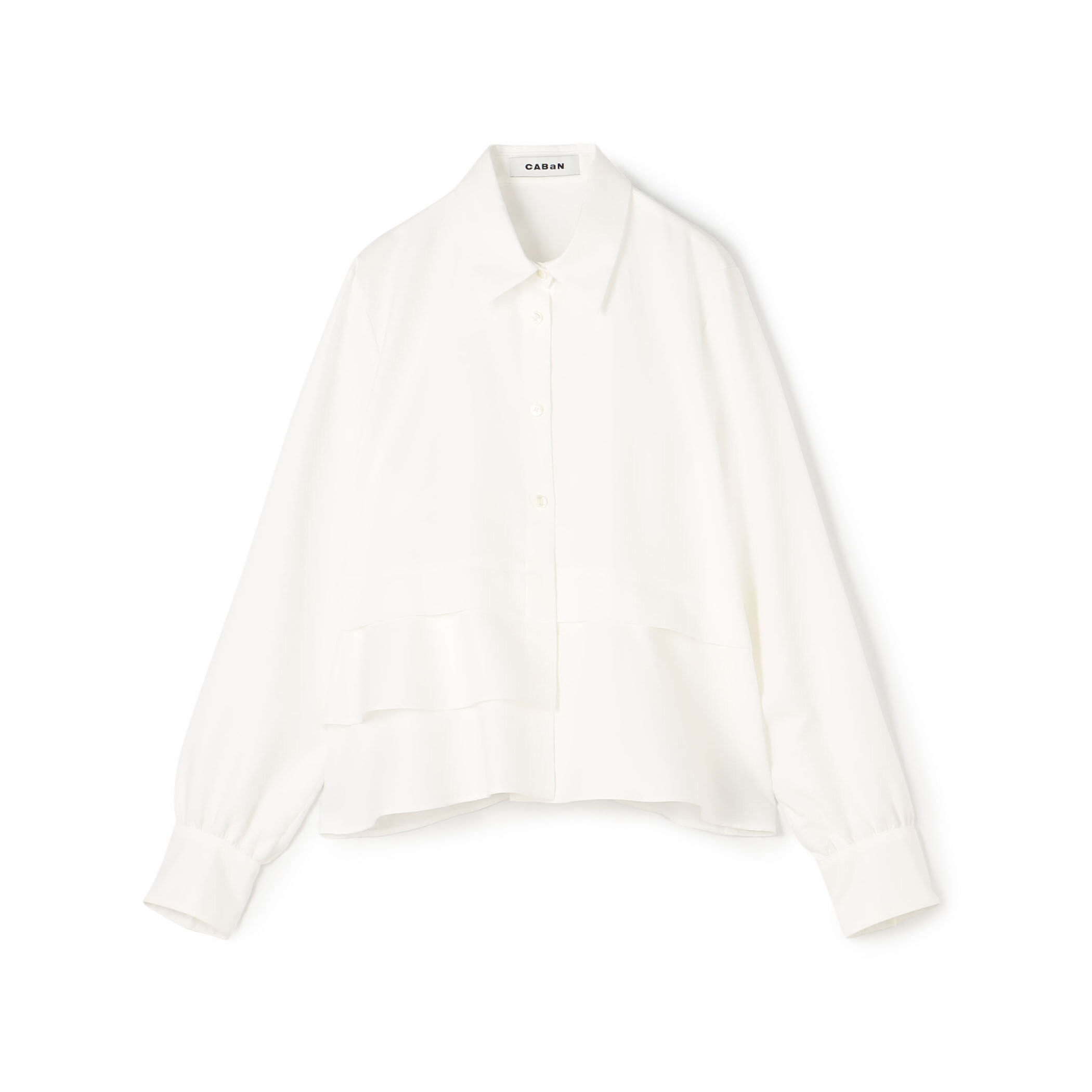 超大特価 CABaN タイプライターダブルクロス アシンメトリックフリル シャツ/ブラウス(長袖/七分)