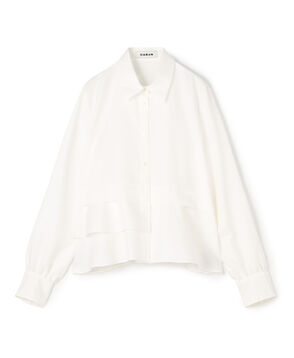 CABaN タイプライターダブルクロス アシンメトリックフリルロングスリーブシャツ