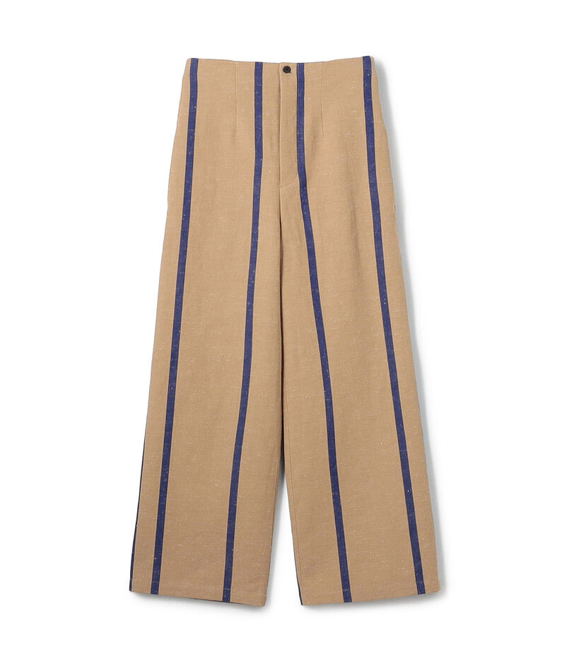 リネンコットンストライプ ハイウエストパンツ