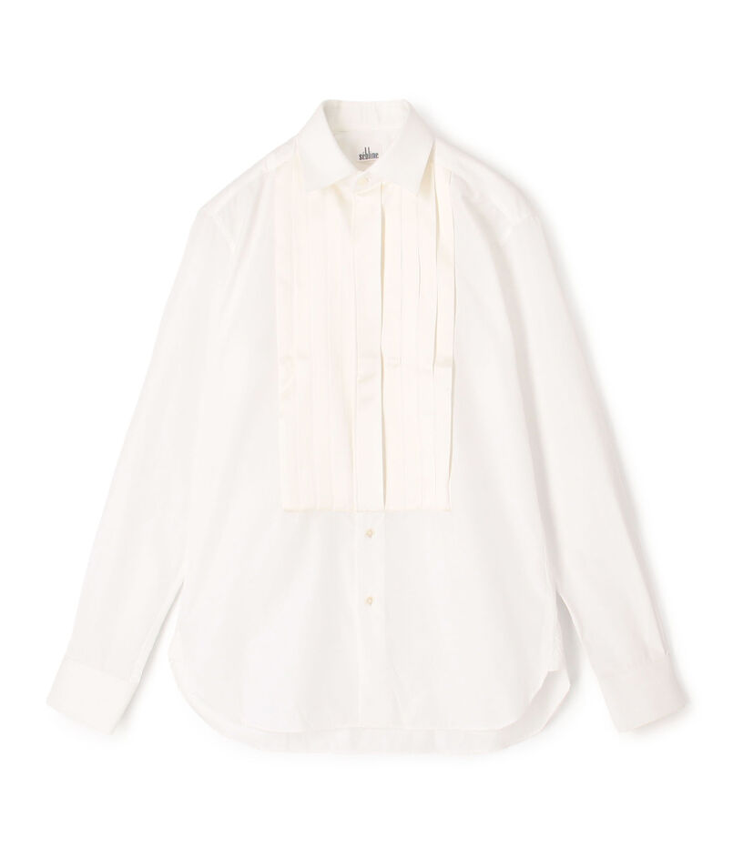 Sebline PLEATED SMORKING SHIRT コットン ブザムシャツ