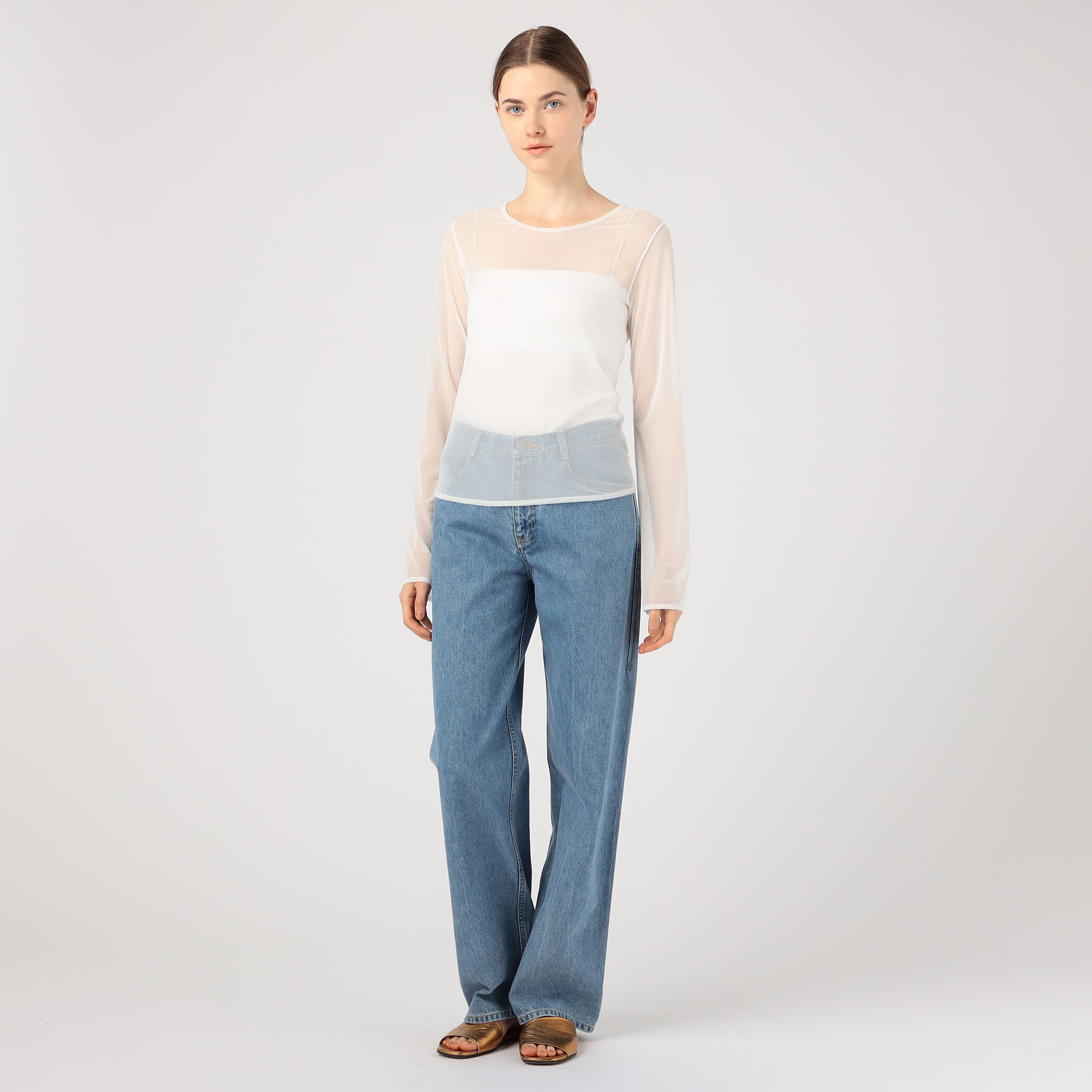 tシャツ Simone Wild MESH EASY LS シアーロングスリーブプルオーバー レディース tシャツ 「SIMONE WILD」MESH EASY LS メッシュフレアロング